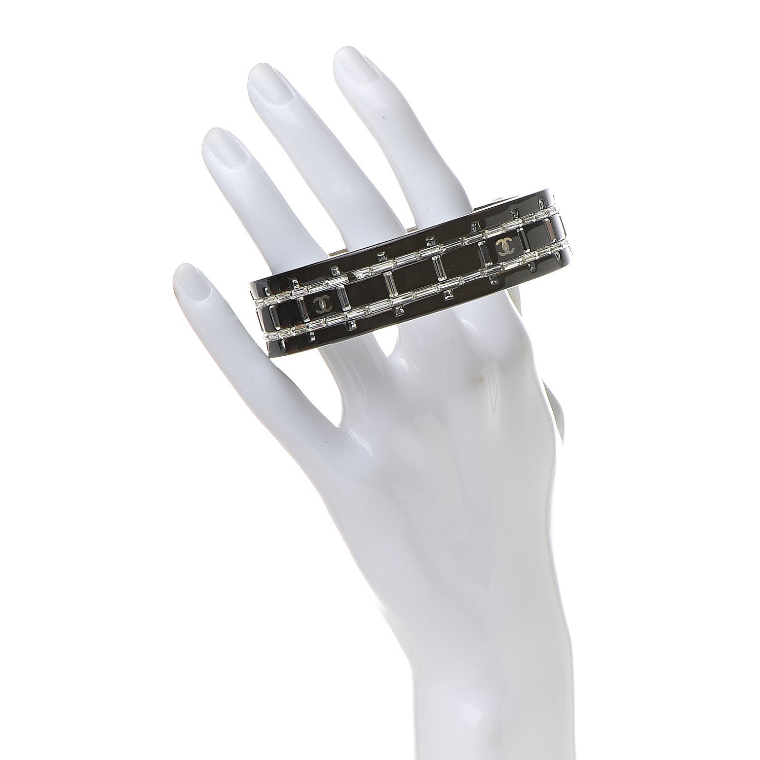 Chanel Resin Crystal CC Bangle Black 2 of 4