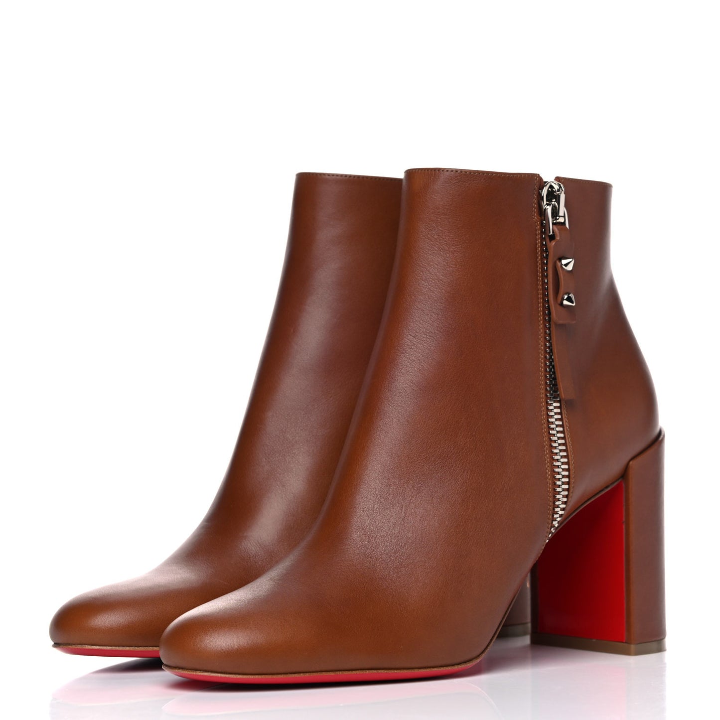 Calfskin Ziptotal 85 Booties 40.5 Cuoio