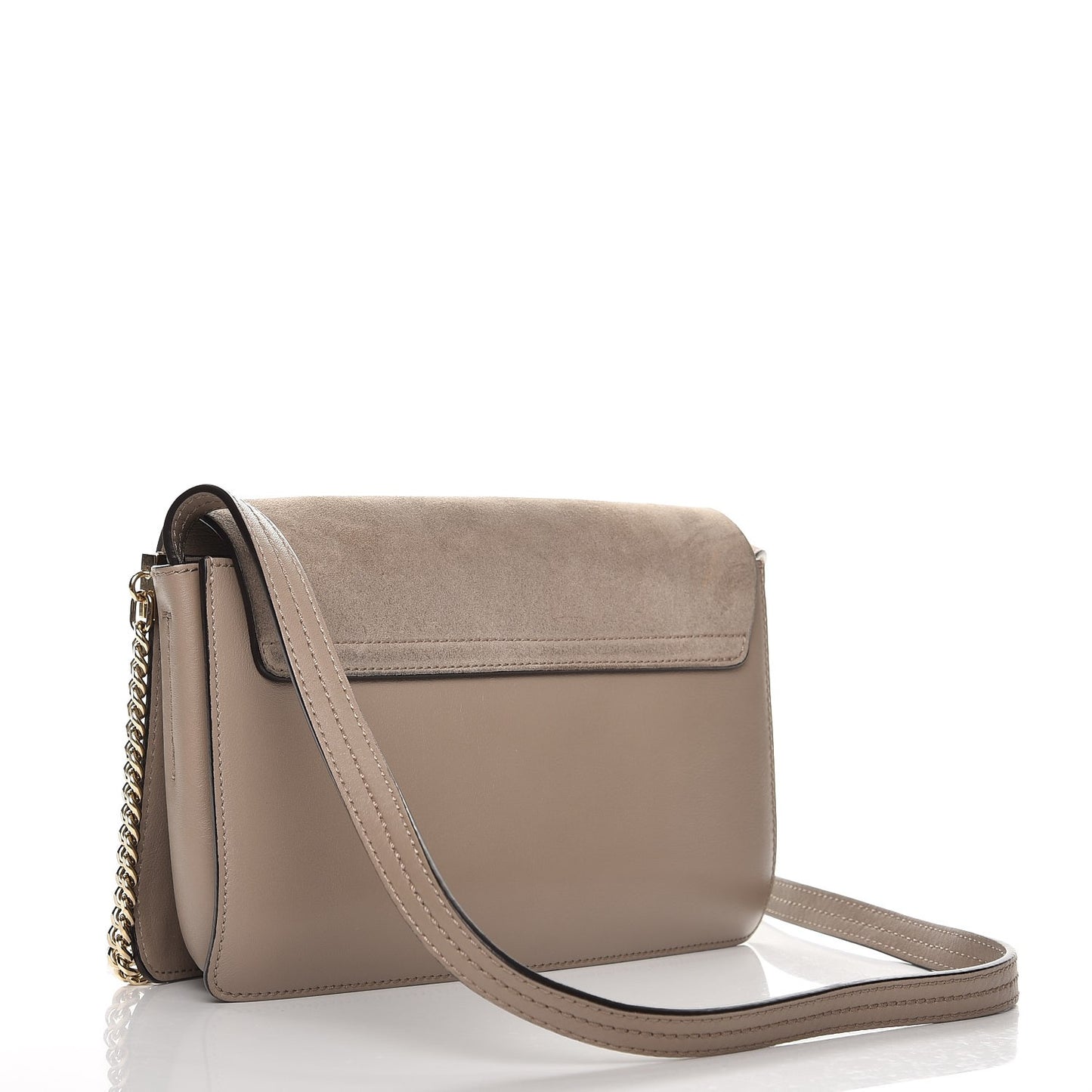 Suede Calfskin Small Faye Shoulder Bag Motty Grey