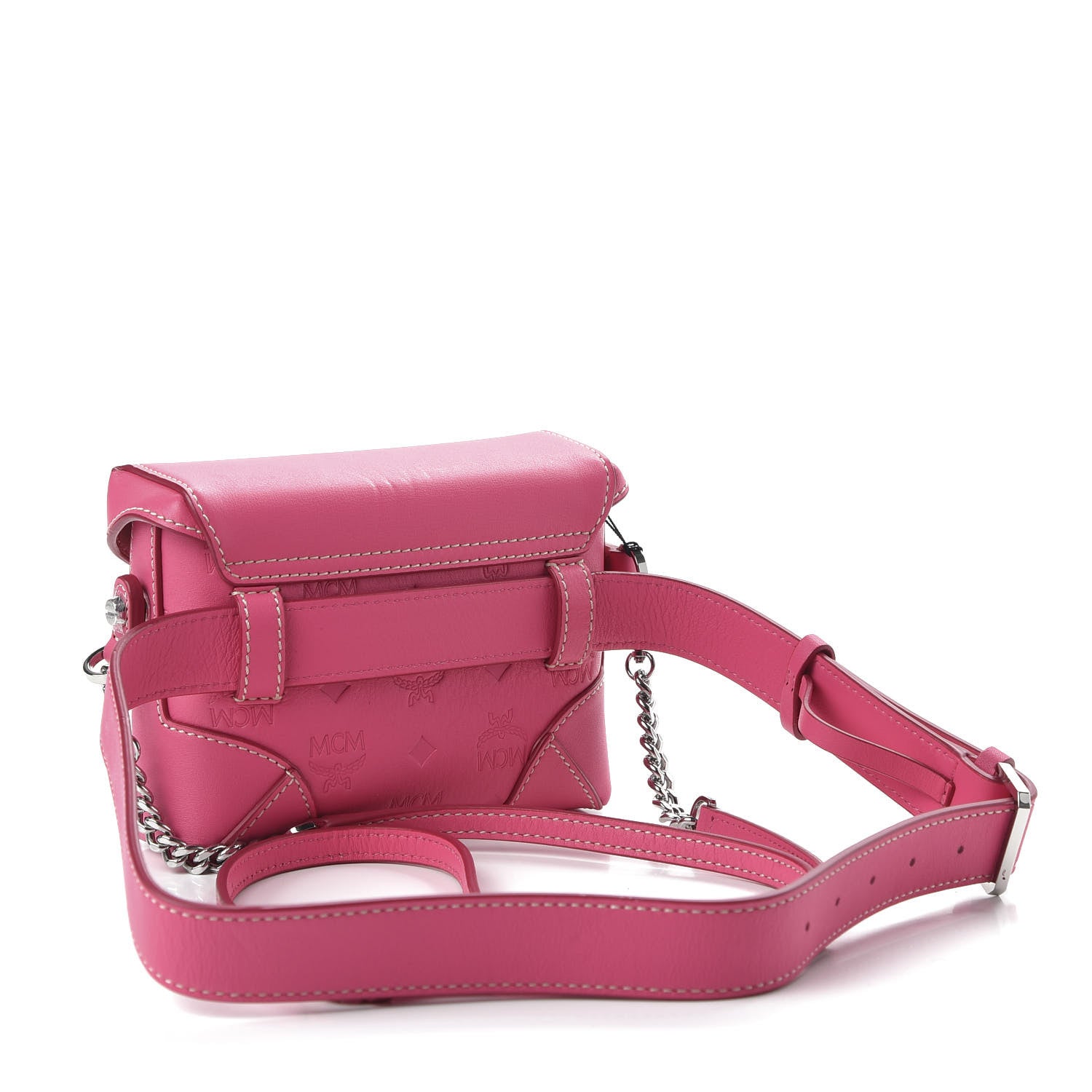 MCM Calfskin Ottomar Monogram Soft Berlin Belt Bag Pink 3 of 9