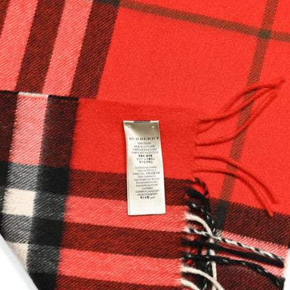 Burberry Cashmere Giant Check Fringe Scarf Bright Red 4 of 4