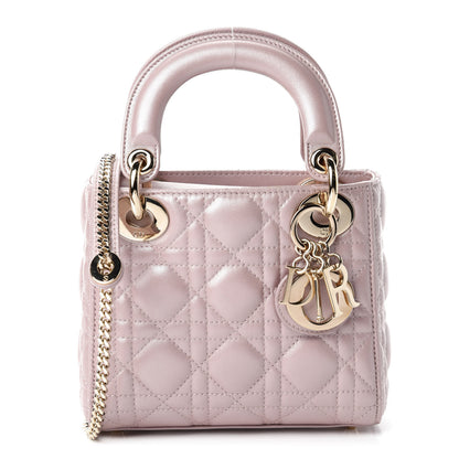 Christian Dior Metallic Lambskin Cannage Mini Lady Dior Lotus 1 of 10