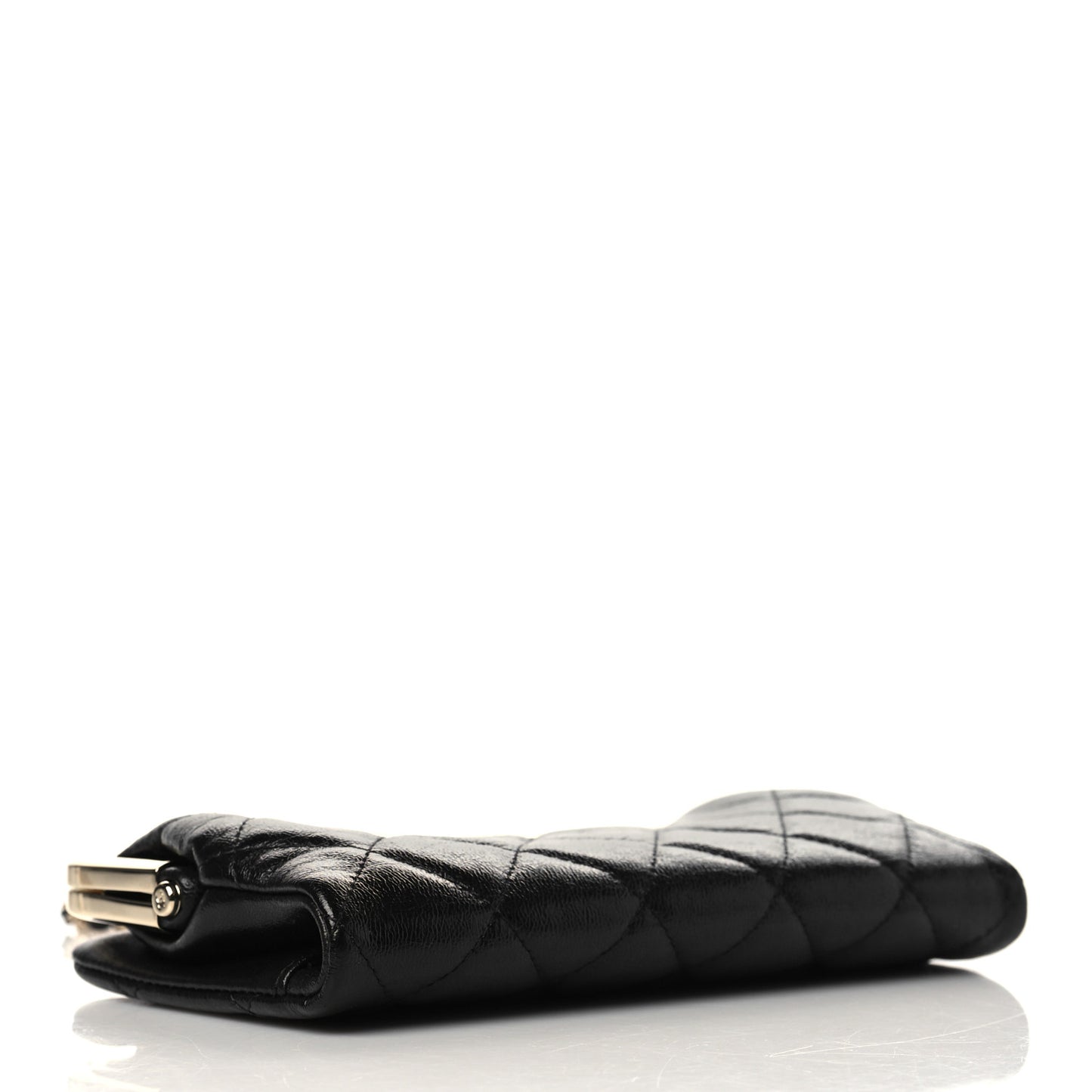Lambskin Quilted Frame Clutch With Chain Black