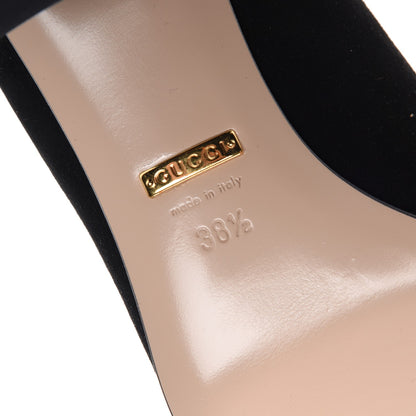 Gucci Kid Scamosciato GG Marmont Fringe 50mm Loafer Pumps 38.5 Black 6 of 8