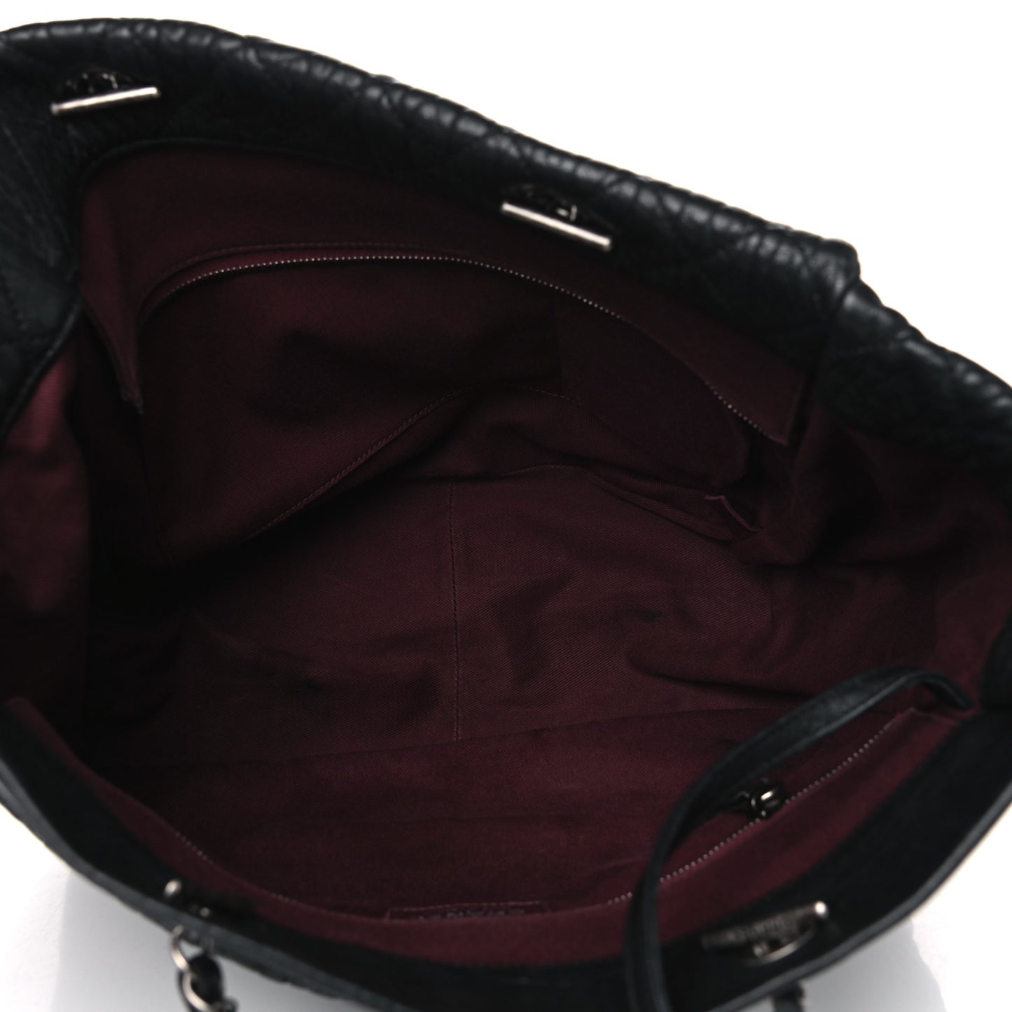 Crumpled Lambskin Quilted Large Tote Black