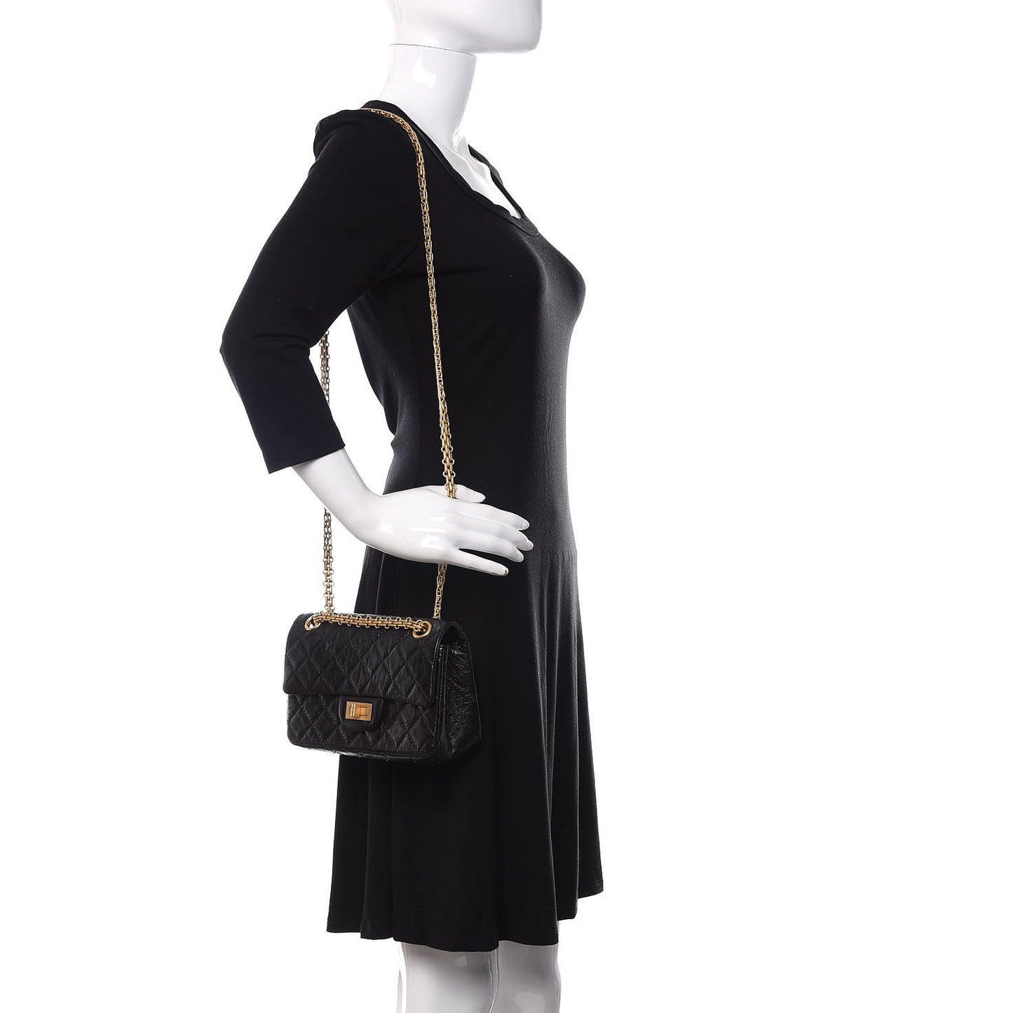 Aged Calfskin Quilted 2.55 Reissue Mini Flap Black