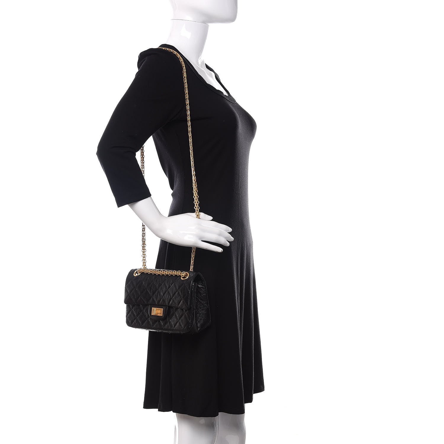 Chanel Aged Calfskin Quilted 2.55 Reissue Mini Flap Black 2 of 11