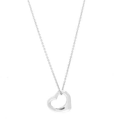 Tiffany Sterling Silver 16mm Elsa Peretti Open Heart Pendant Necklace 1 of 6