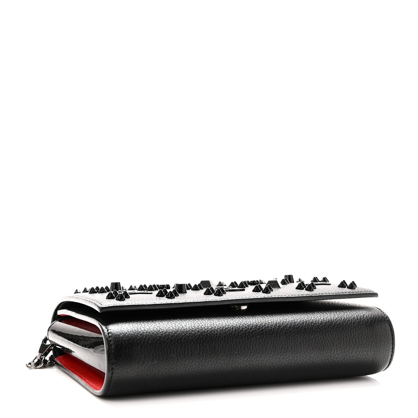 Calfskin Spikes Loubinthesky Paloma Clutch Black