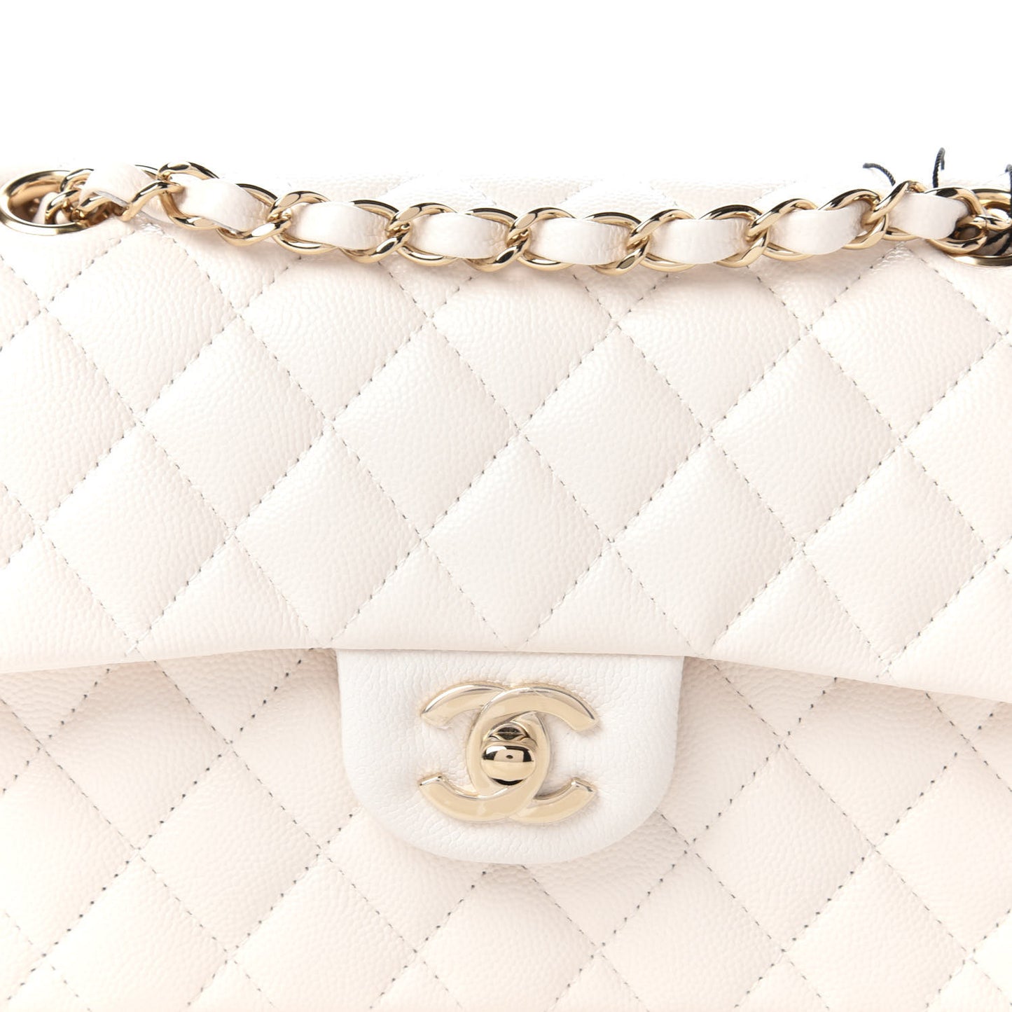 Caviar Quilted Small Double Flap White