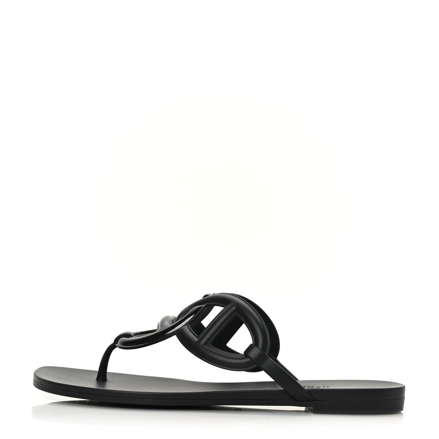 Hermes Rubber Womens Egerie Sandals 38 Black 1 of 9
