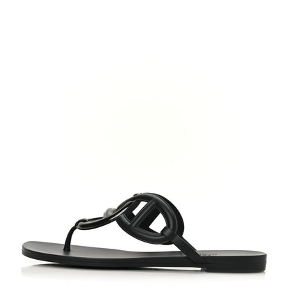Hermes Rubber Womens Egerie Sandals 38 Black 1 of 9