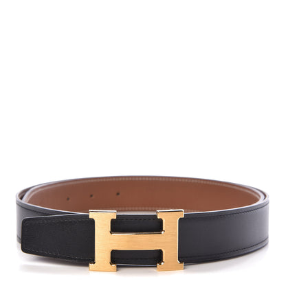 Hermes Box Togo 32mm H Belt 95 Black Gold 1 of 7