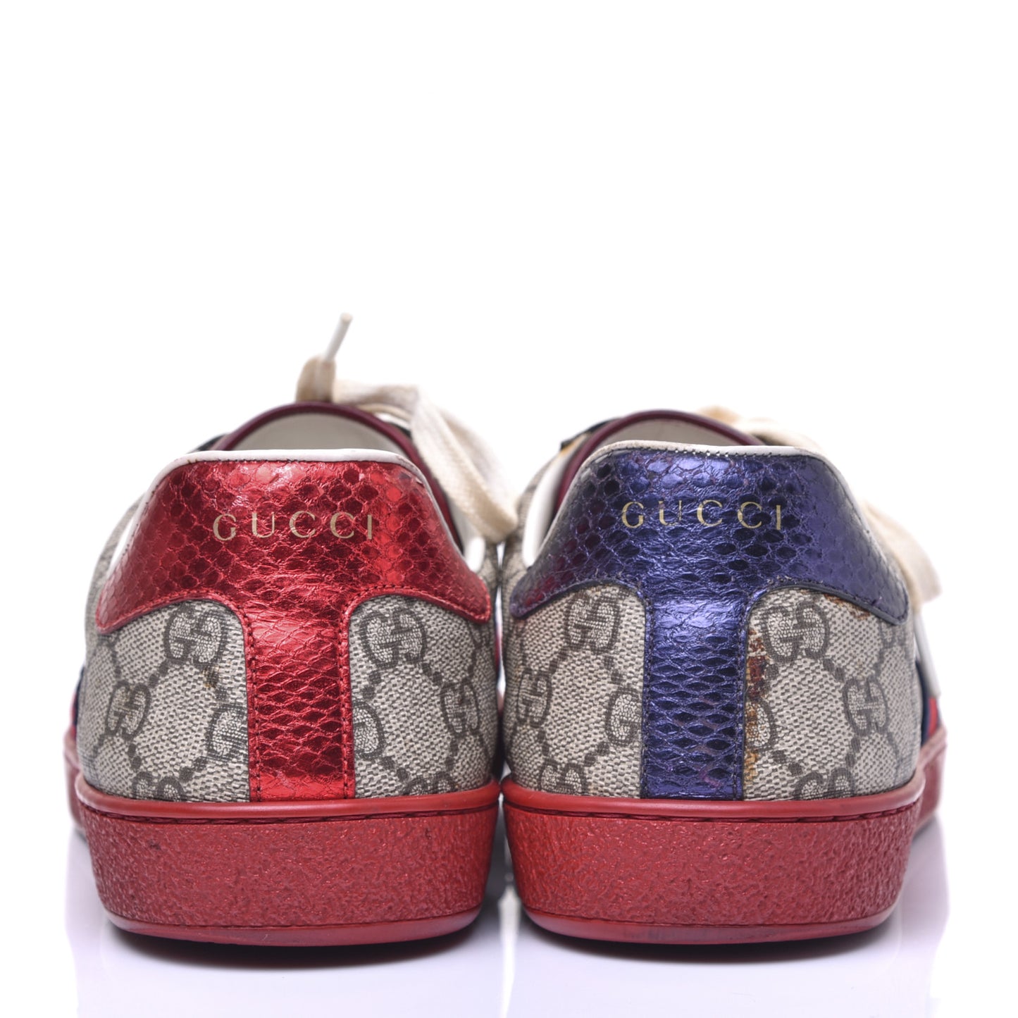 GG Supreme Monogram Ayers Mens New Ace Low-Top Sneaker 8.5 Beige Red
