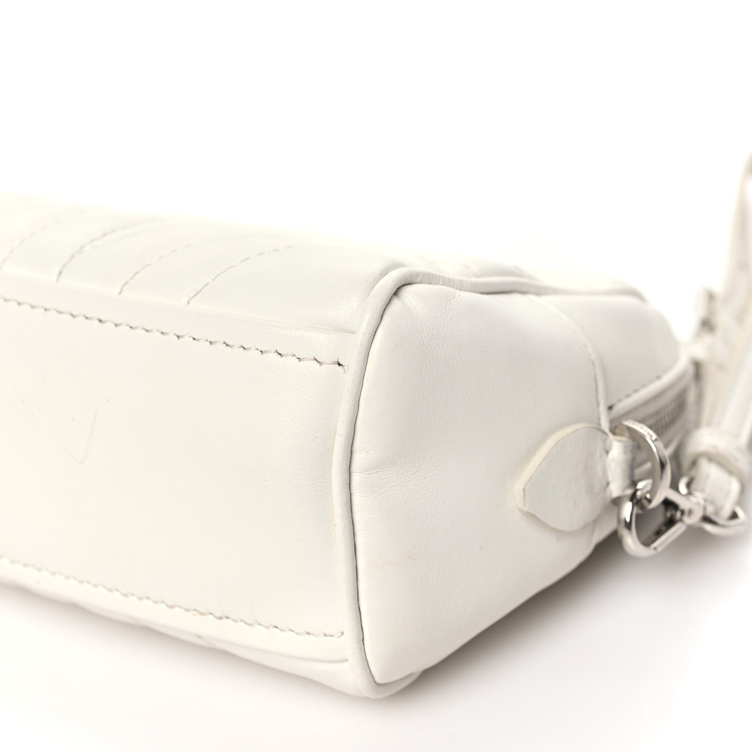 Prada Soft Calfskin Stitched Diagramme Wristlet Pouch White 10 of 12