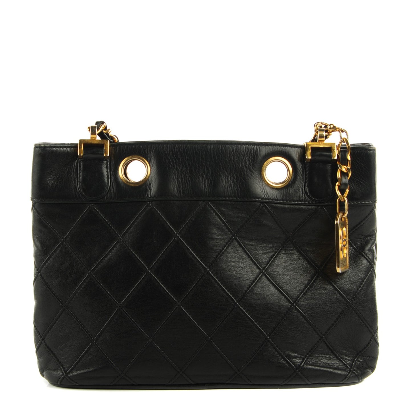 Lambskin Diamond Stitch Shoulder Bag Black