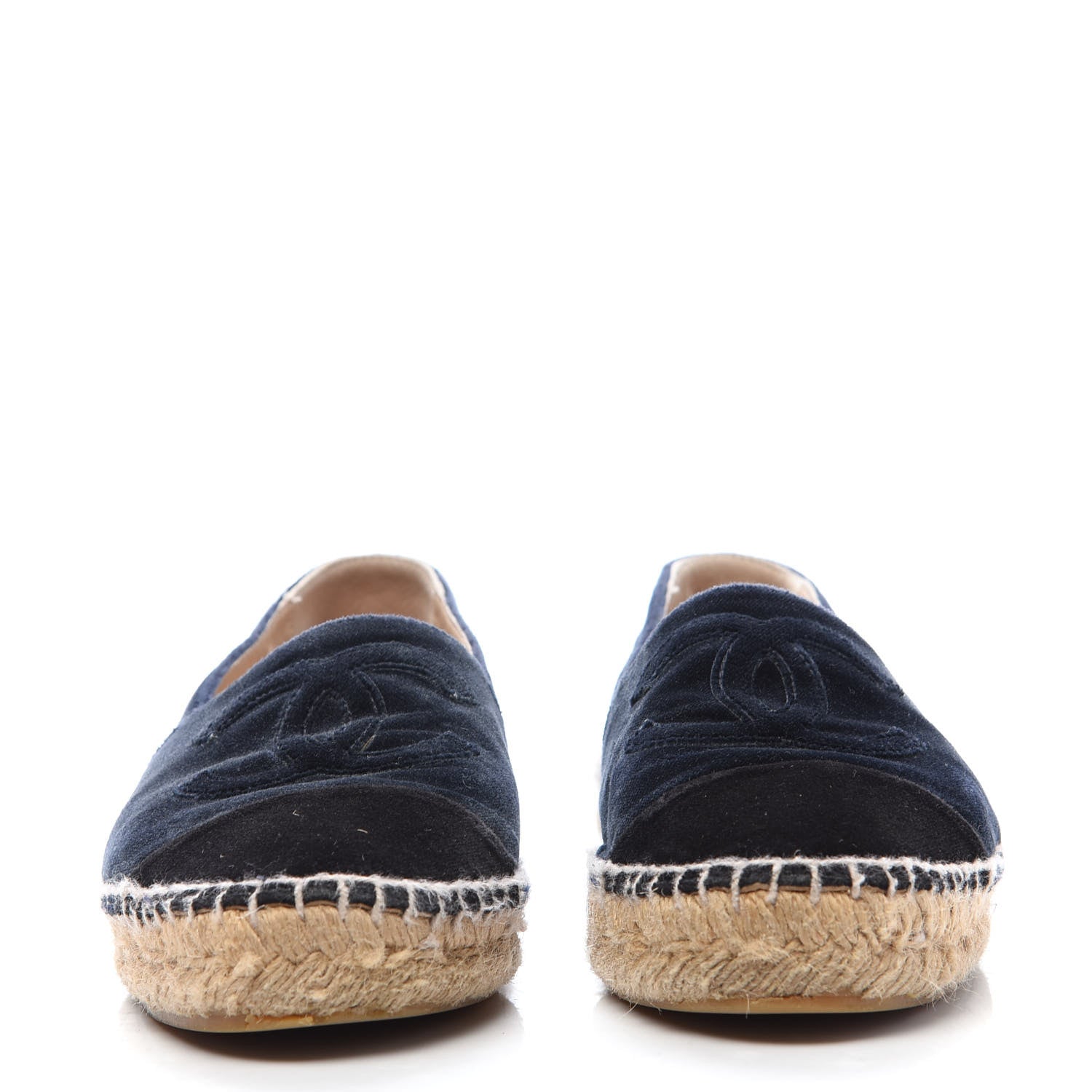 Chanel Velvet CC Espadrilles 37 Dark Navy Black 2 of 8