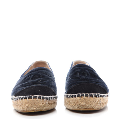 Chanel Velvet CC Espadrilles 37 Dark Navy Black 2 of 8
