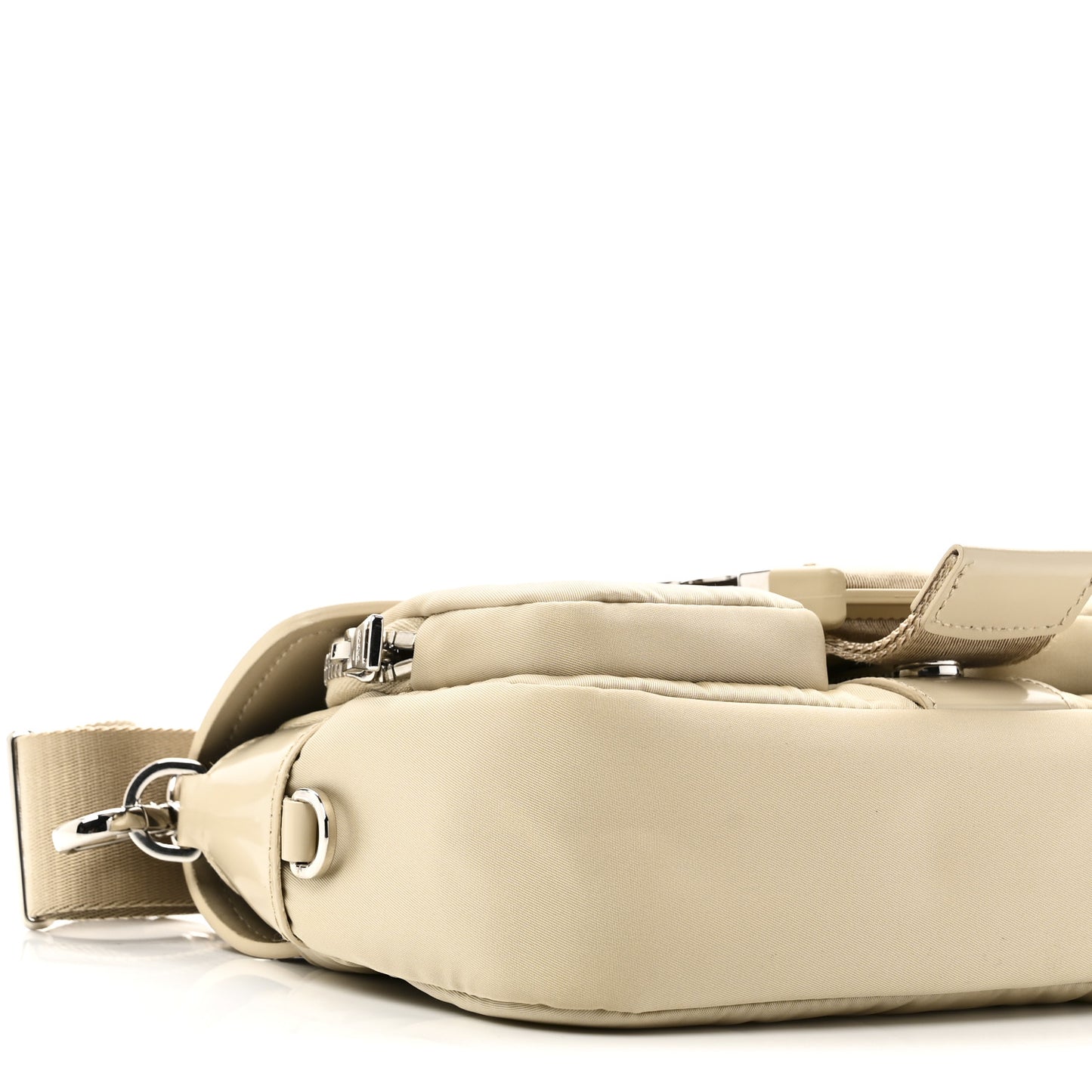 Re-Nylon Spazzolato Double Pocket Buckle Shoulder Bag Deserto