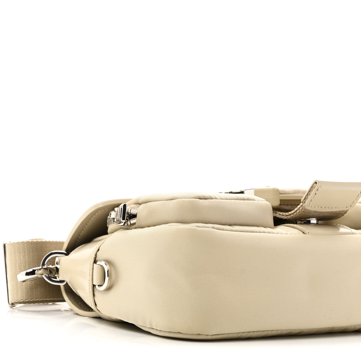 Prada Re-Nylon Spazzolato Double Pocket Buckle Shoulder Bag Deserto 8 of 10