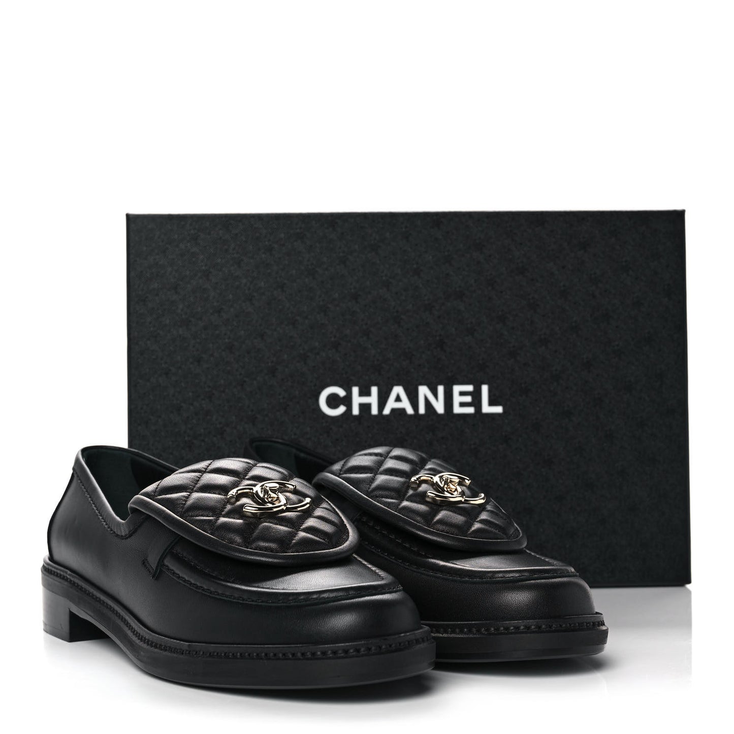 Lambskin Quilted CC Turnlock Loafers 40.5 Black