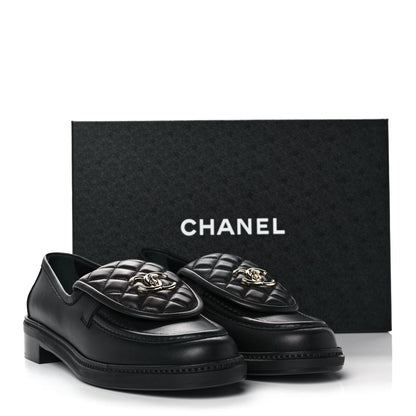 Chanel Lambskin Quilted CC Turnlock Loafers 40.5 Black 9 of 9