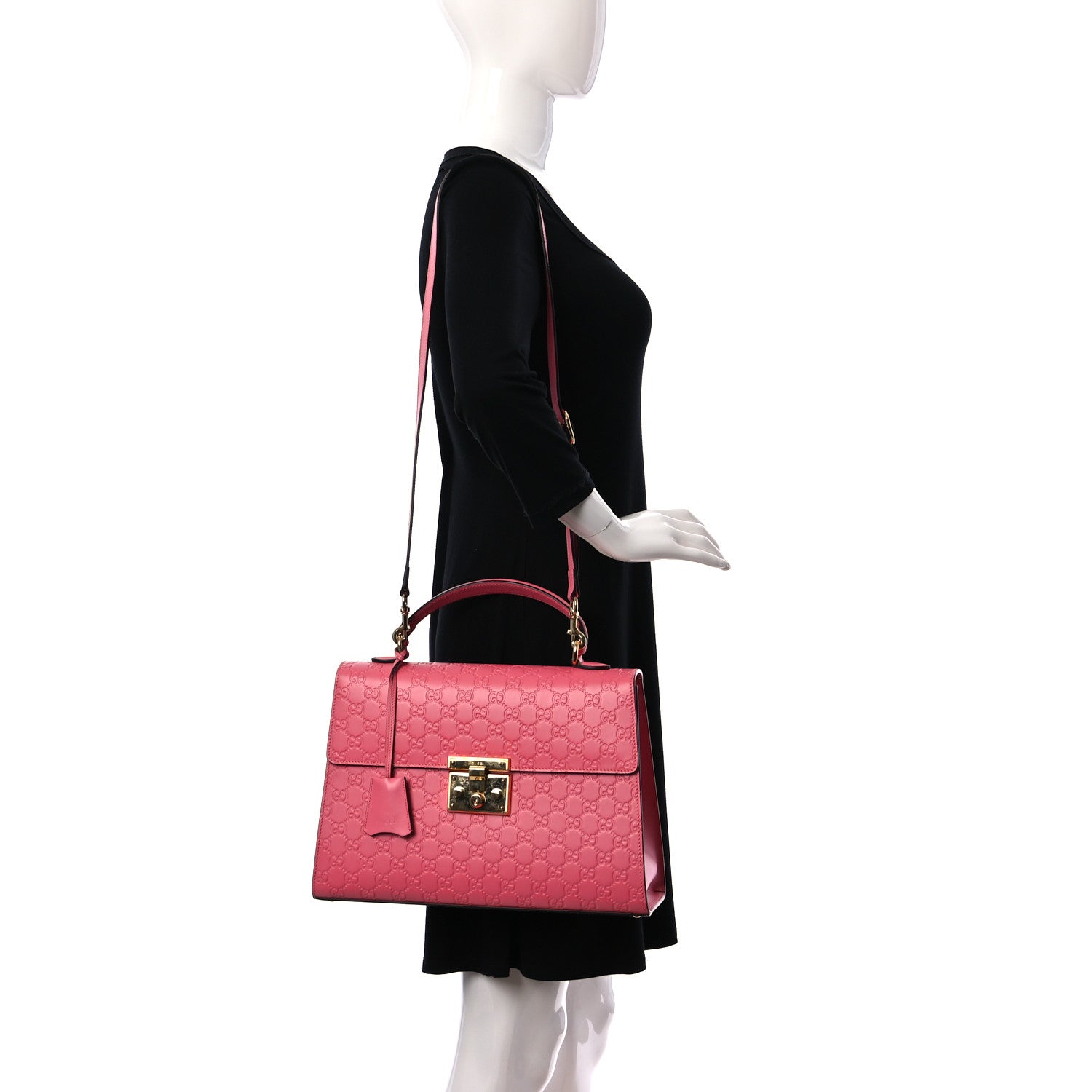 Gucci Guccissima Signature Medium Padlock Top Handle Bag Flush 3 of 10