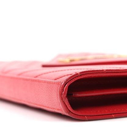 Saint Laurent Grain De Poudre Matelasse Chevron Monogram Chain Wallet Rouge Eros 8 of 8