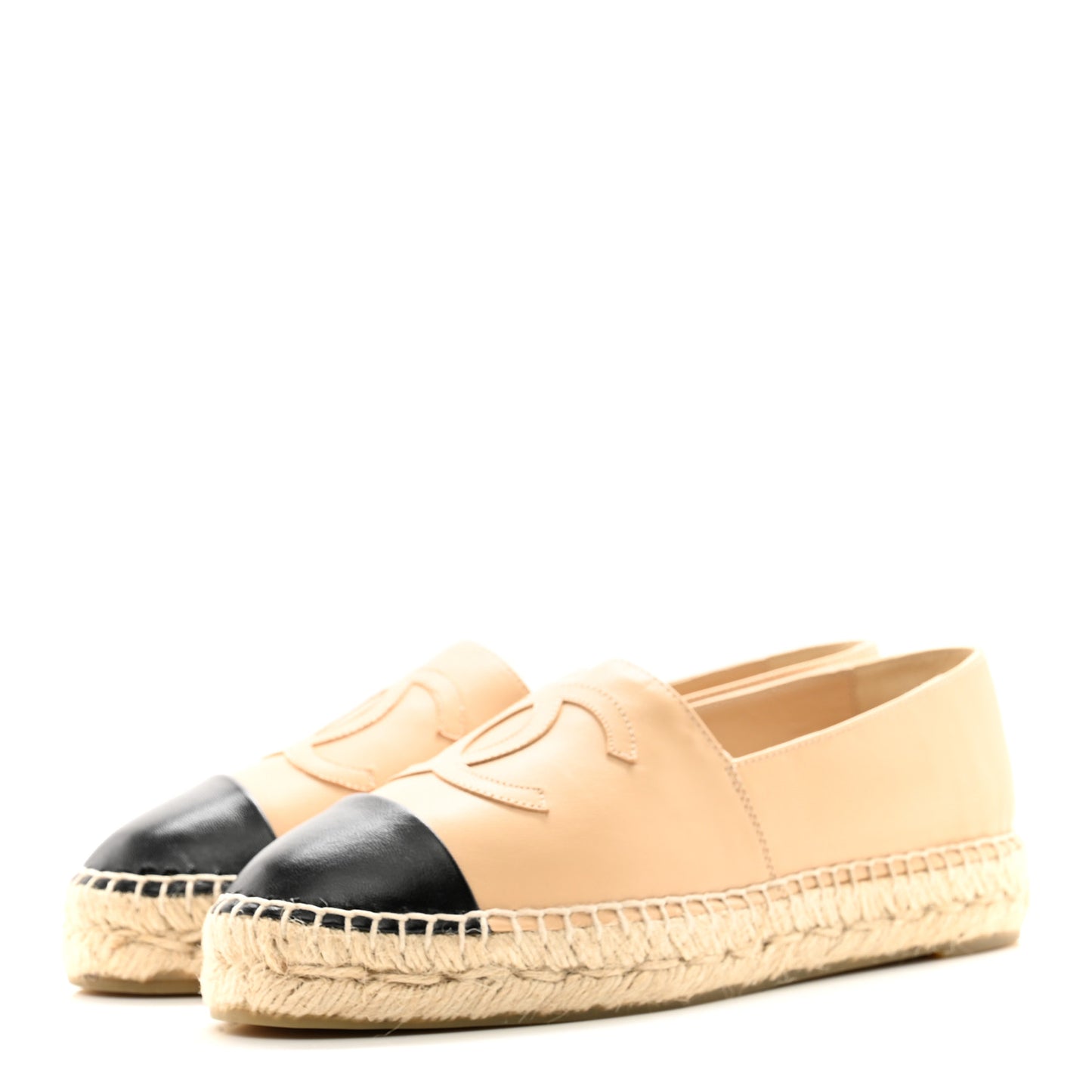Lambskin CC Espadrilles 38 Beige Black