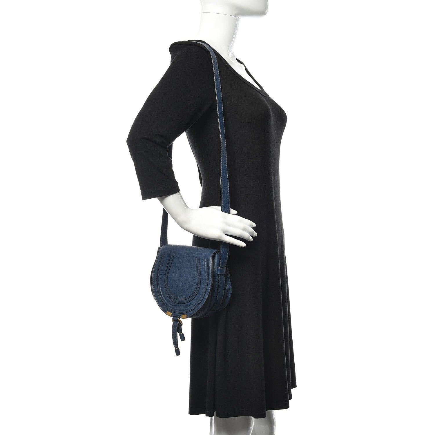 Chloe Calfskin Mini Marcie Round Crossbody Bag Royal Navy 2 of 12