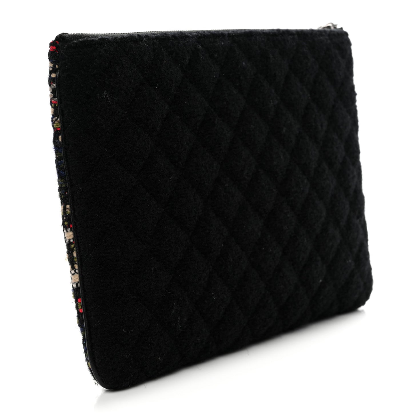 Tweed Quilted Medium Cosmetic Case Black Multicolor