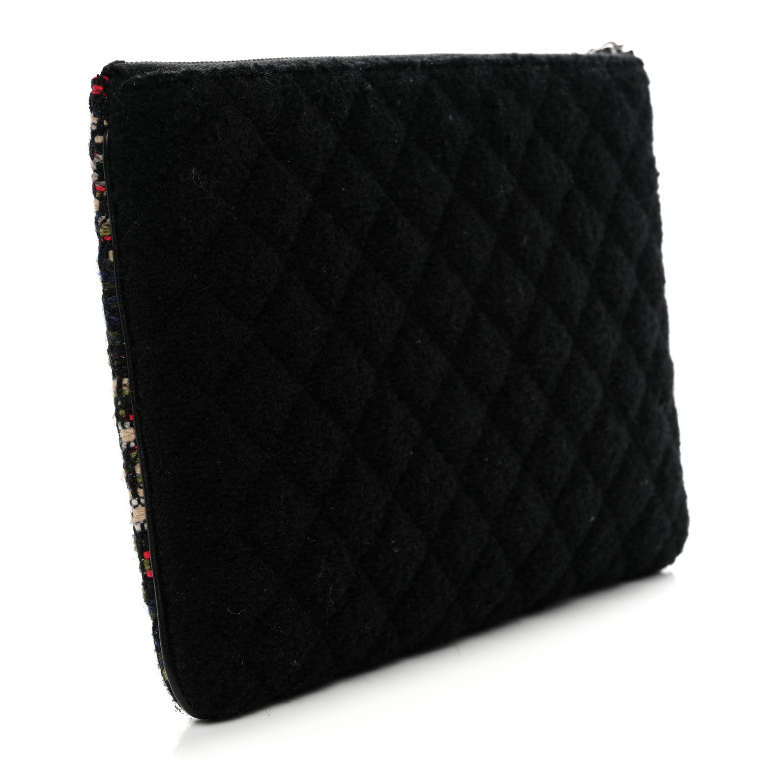 Chanel Tweed Quilted Medium Cosmetic Case Black Multicolor 3 of 7