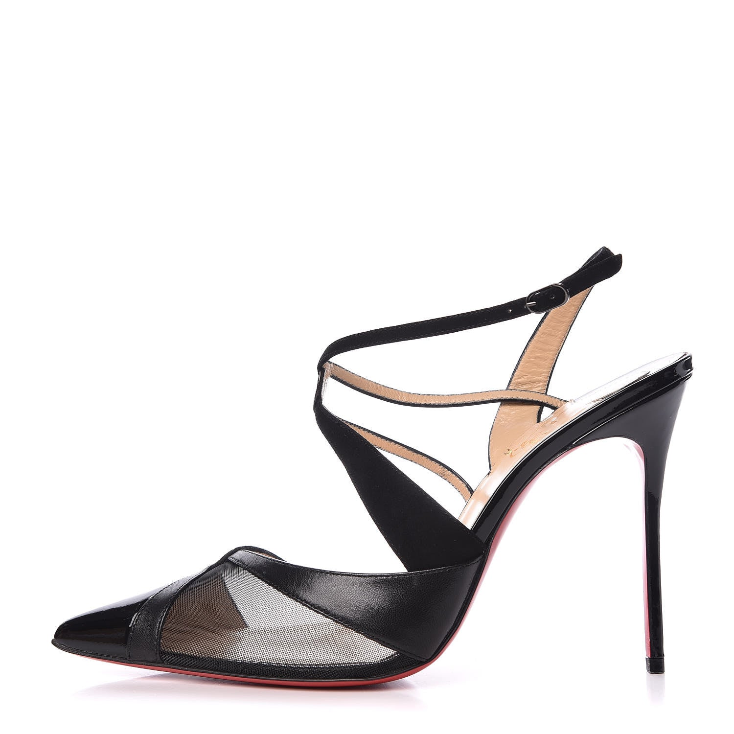 Christian Louboutin Patent Kid Suede Mesh Evoluta 100 Pumps 40 Black 1 of 9