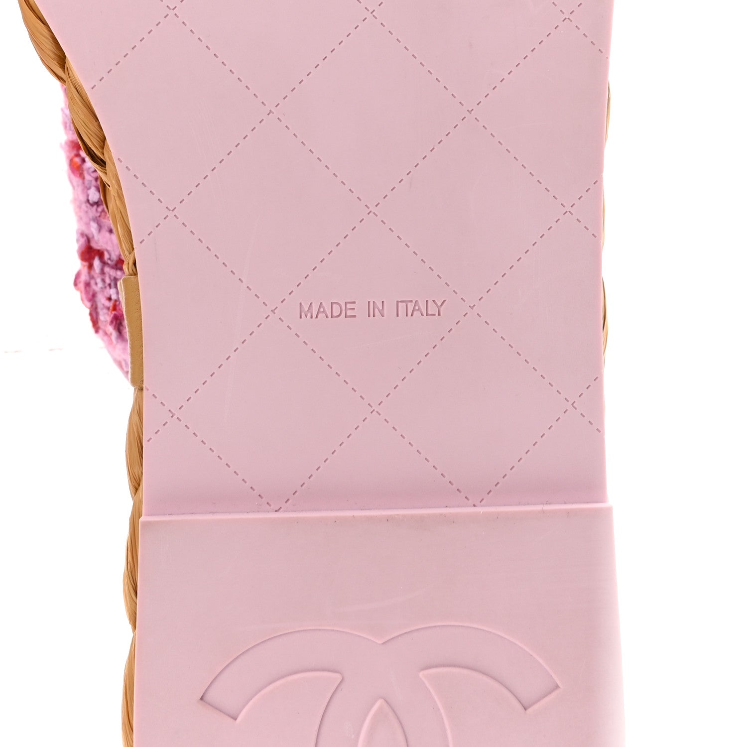 Chanel Tweed Mesh Satin CC Thong Sandals 37 Light Purple Pink Red 7 of 10