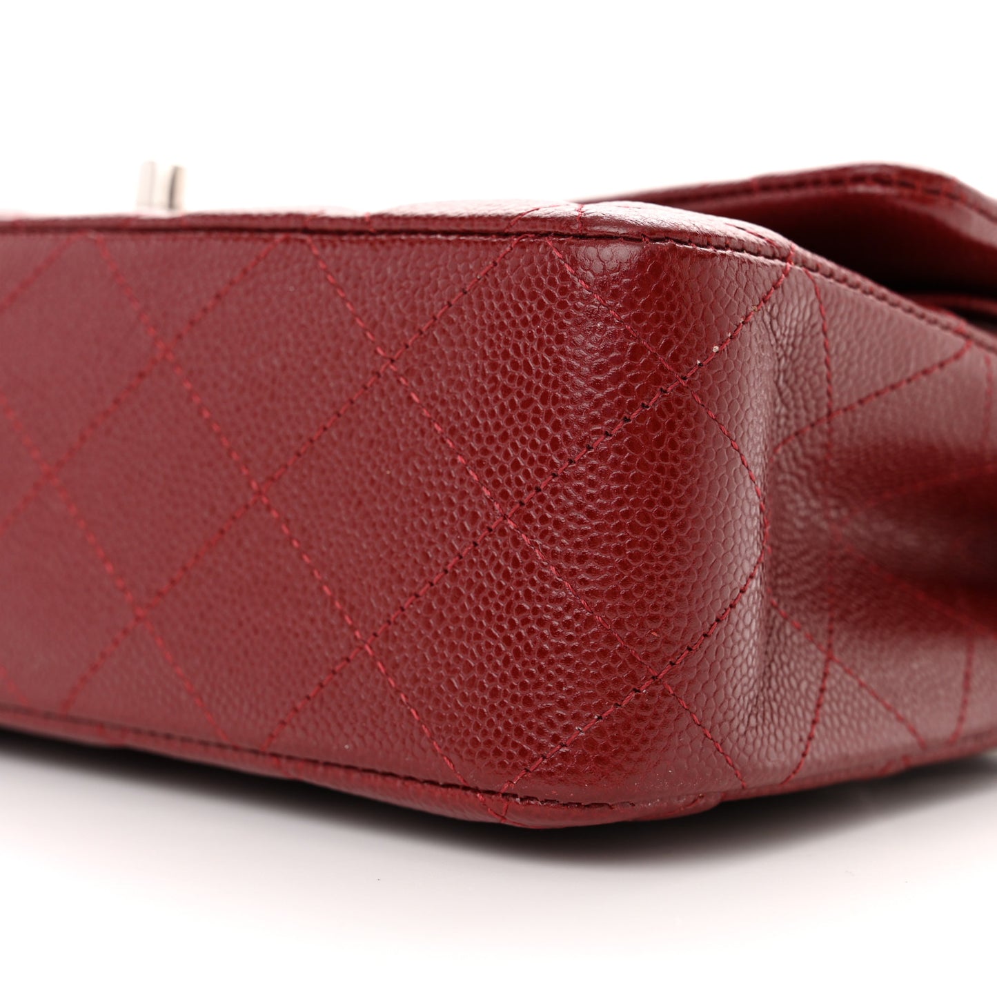 Caviar Quilted Medium Double Flap Dark Red