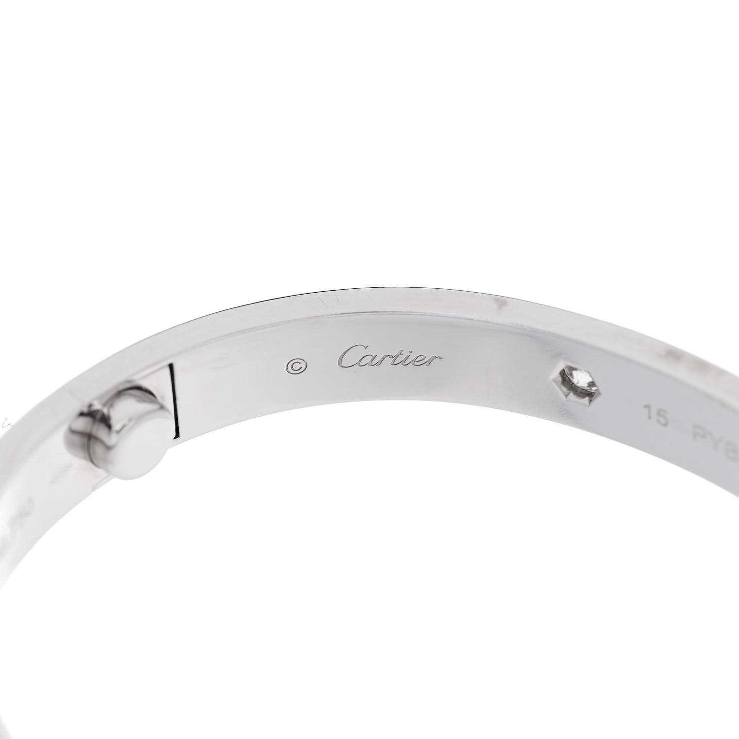 Cartier 18K White Gold 4 Diamond Love Bracelet 15 5 of 11