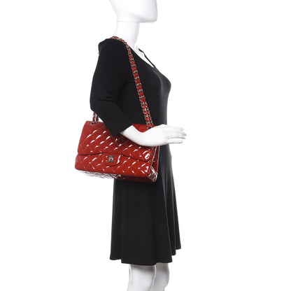 Chanel Patent Quilted Jumbo Double Flap Red 2 of 12