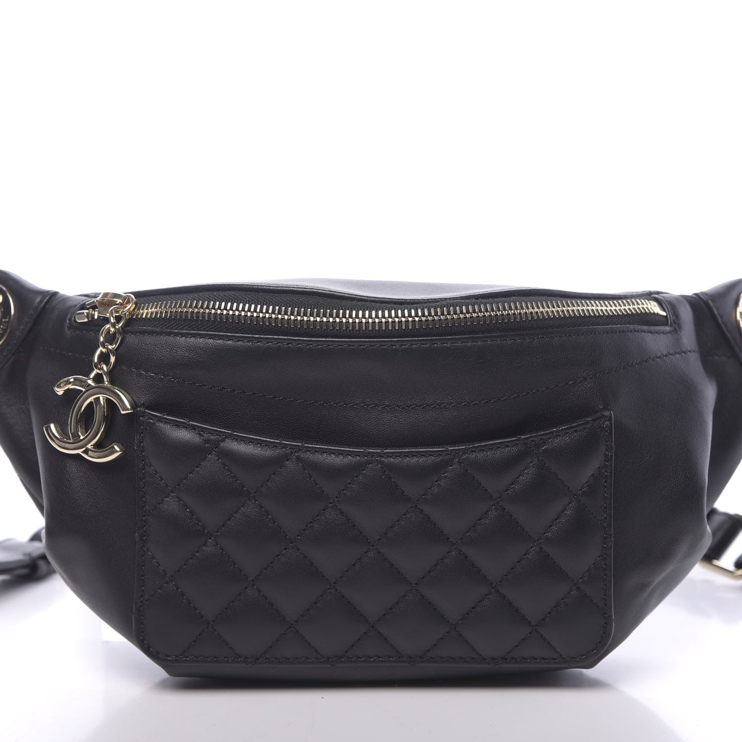 Chanel Lambskin Quilted Waist Bag Fanny Pack Black 10 of 10