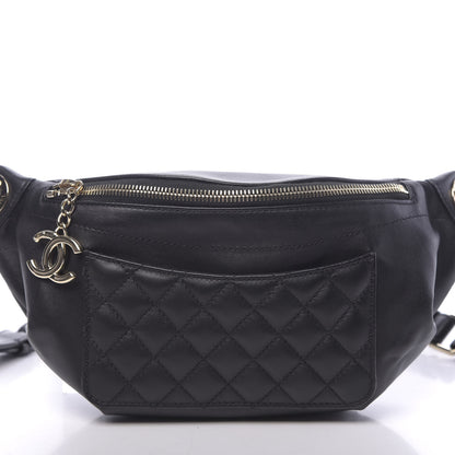 Chanel Lambskin Quilted Waist Bag Fanny Pack Black 10 of 10