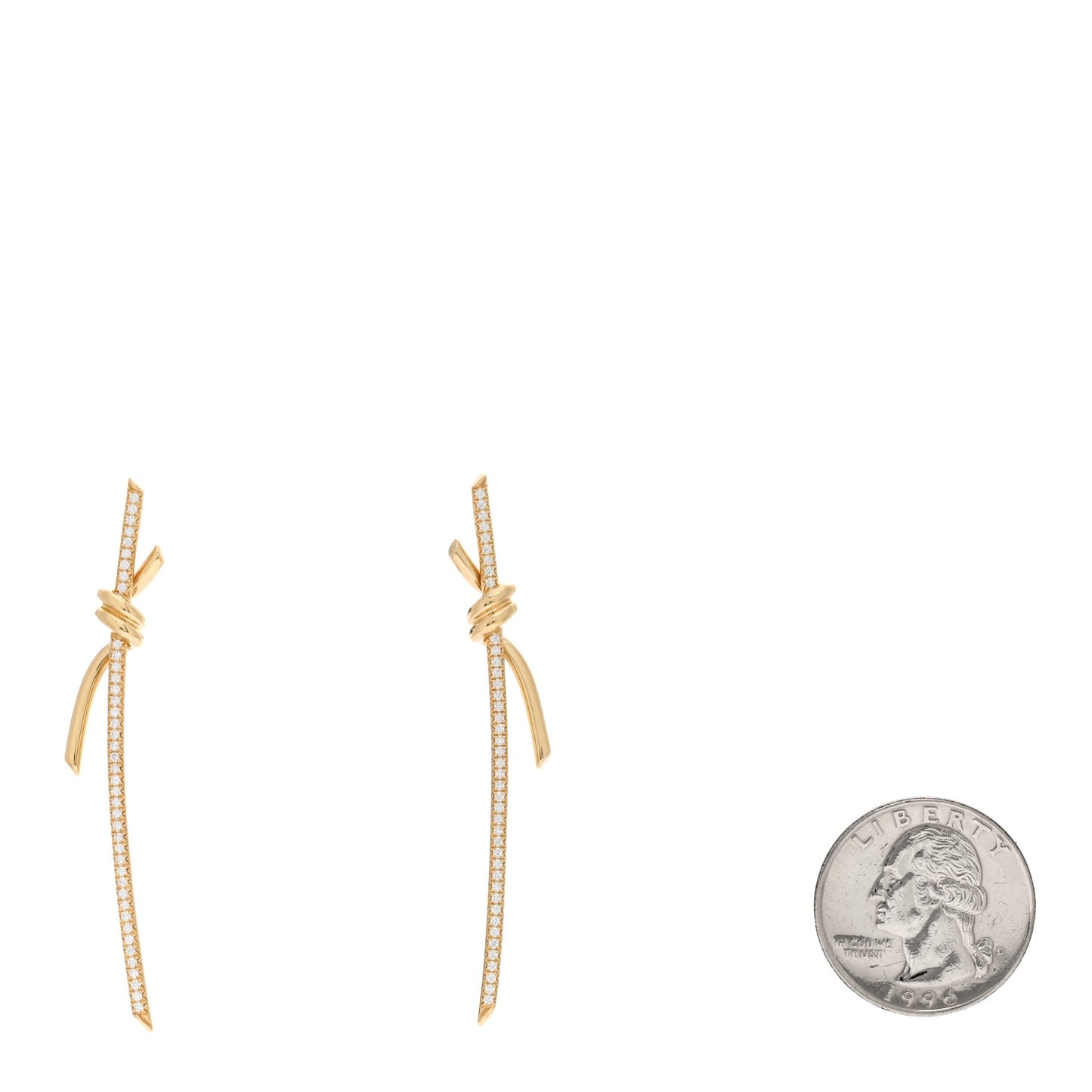 18K Yellow Gold Diamond Tiffany Knot Drop Earrings