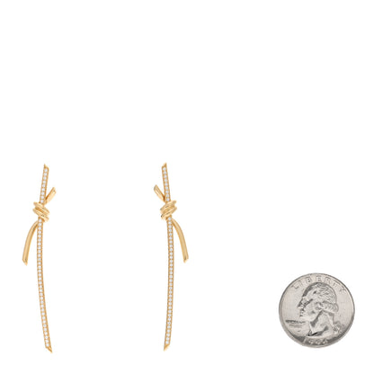 Tiffany 18K Yellow Gold Diamond Tiffany Knot Drop Earrings 2 of 5