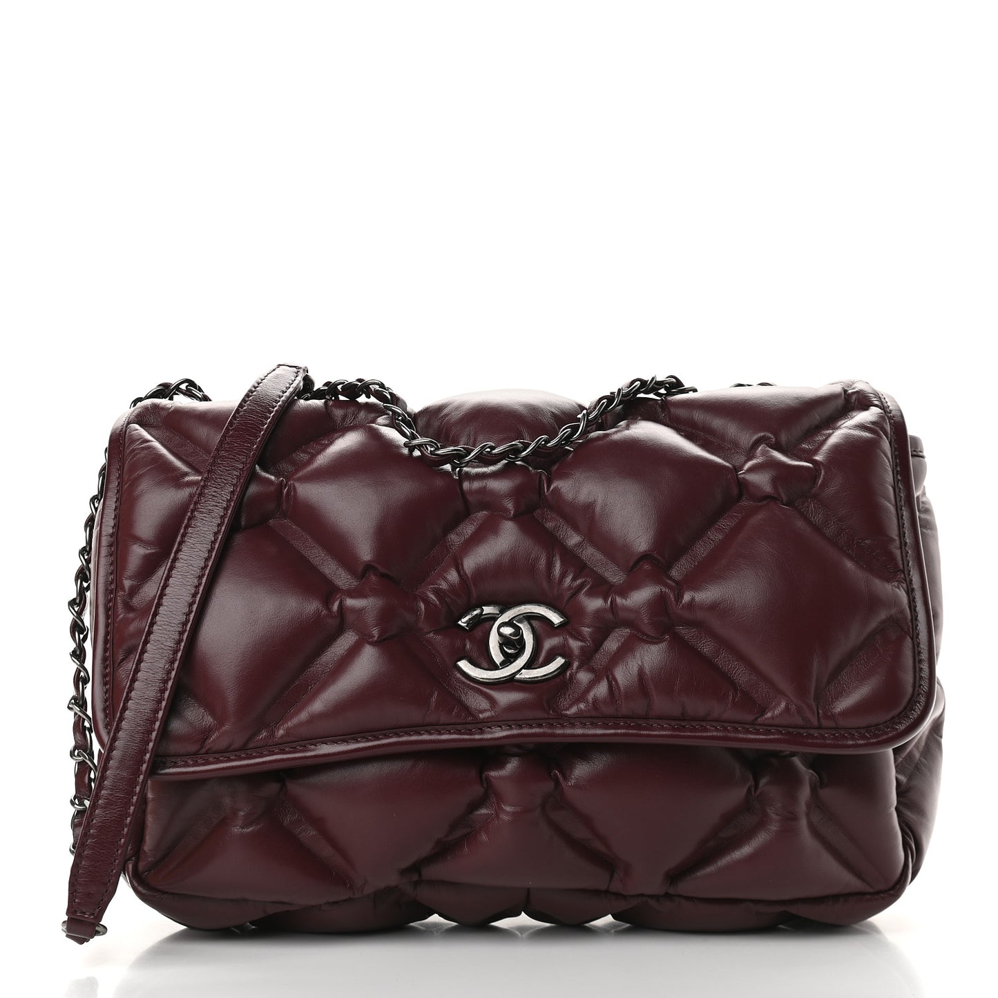 Calfskin Quilted Small Chesterfield Flap Burgundy