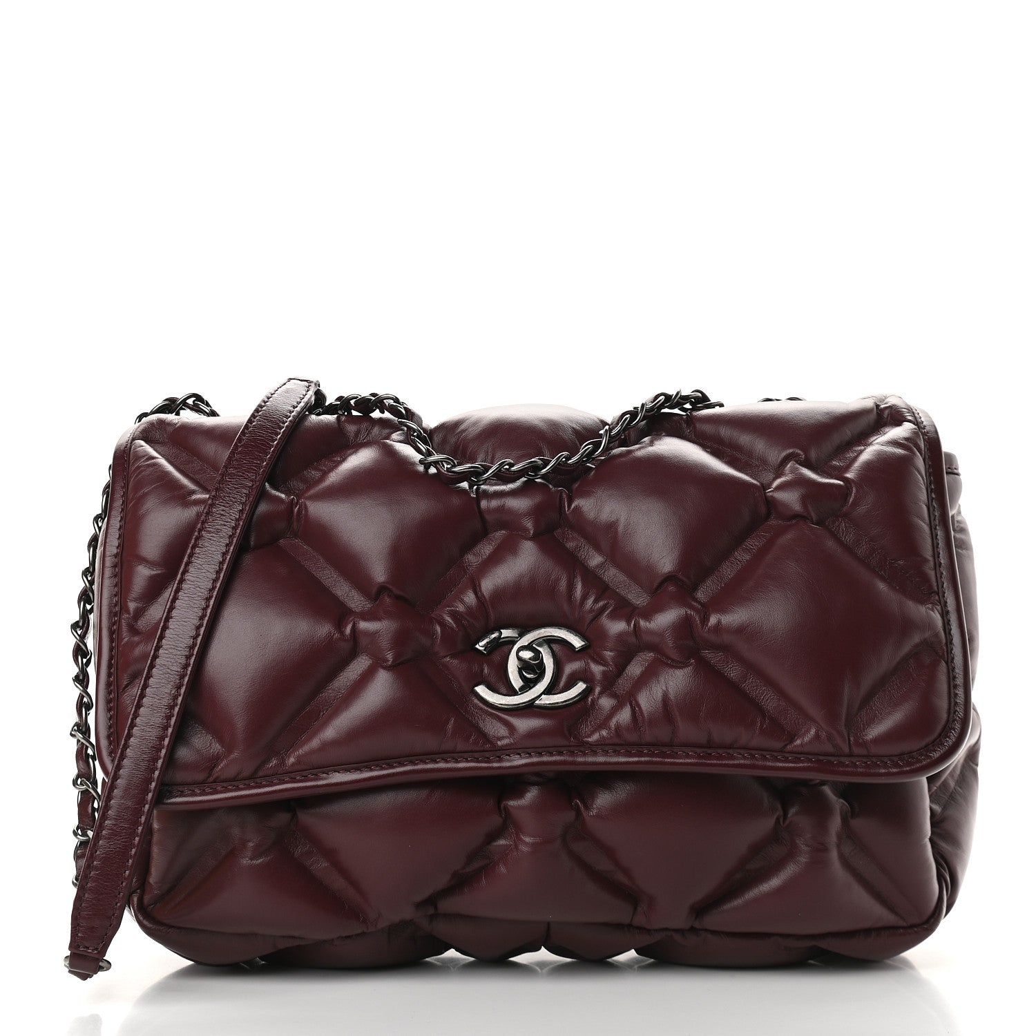 Chanel Calfskin Quilted Small Chesterfield Flap Burgundy 1 of 10