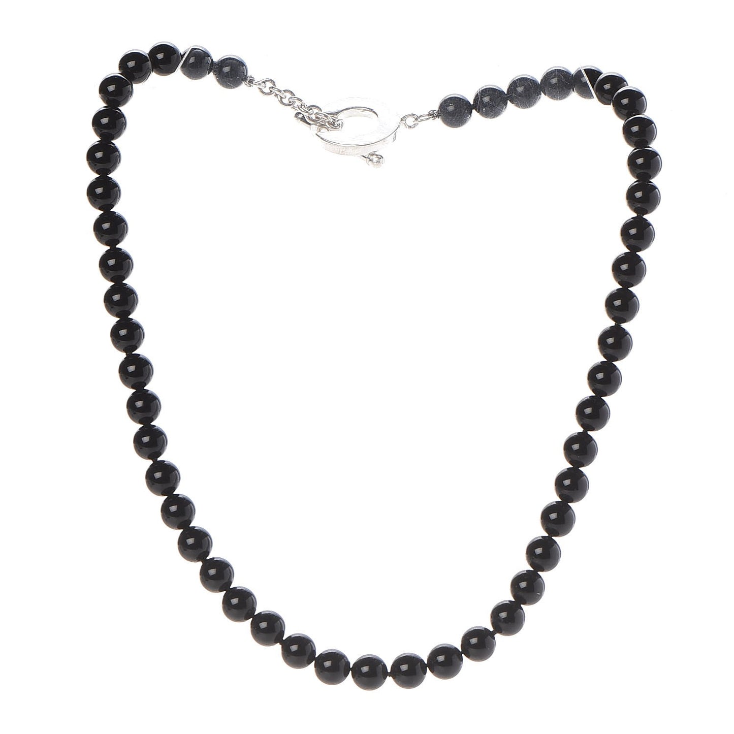 Sterling Silver Black Onyx Bead Toggle Necklace