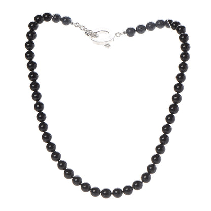 Tiffany Sterling Silver Black Onyx Bead Toggle Necklace 3 of 6