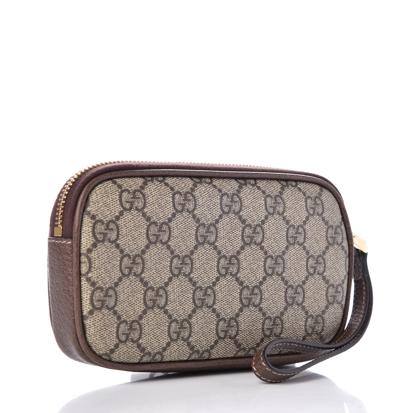 GG Supreme Monogram Ophidia Phone Case Wristlet Brown
