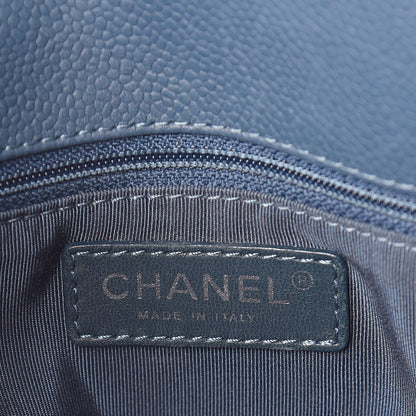 Chanel Grained Calfskin Quilted Large Casual Pocket Bowling Bag Blue 6 of 11