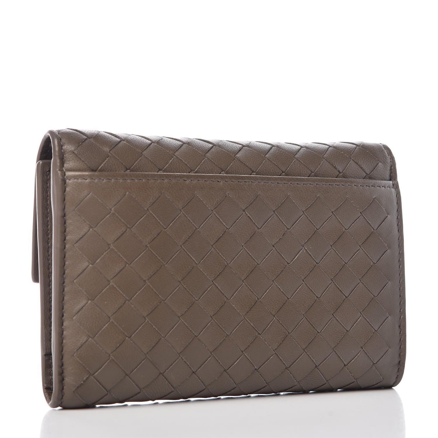 Bottega Veneta Nappa Intrecciato Continental Compact Flap Wallet Light Grey 3 of 8