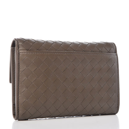 Bottega Veneta Nappa Intrecciato Continental Compact Flap Wallet Light Grey 3 of 8