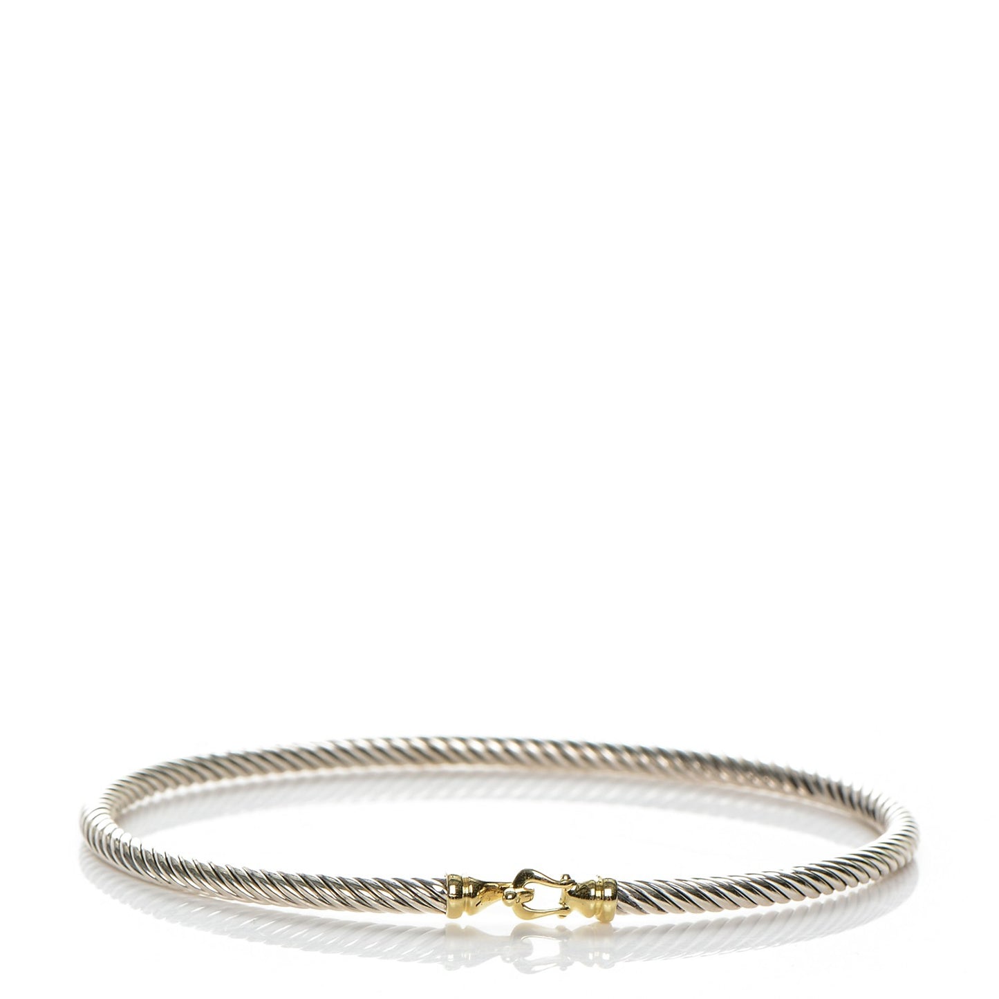 Sterling Silver 18K Yellow Gold 3mm Cable Buckle Bracelet
